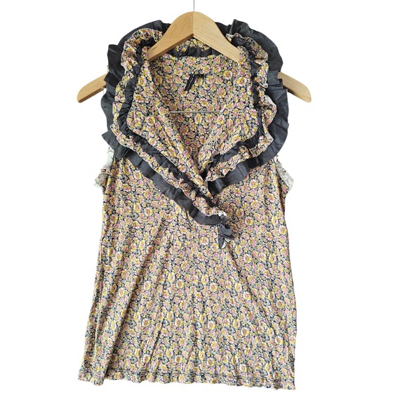 Anthropologie One September Floral Ruffle V Neck Sleeveless Blouse Size Small - Picture 1 of 8